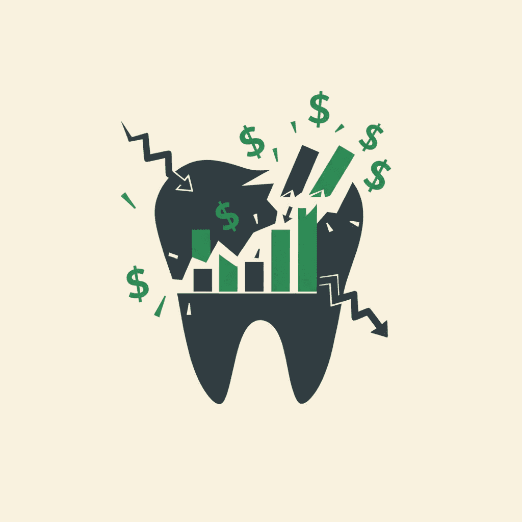 Abstract illustration of dental practice financial metrics including lab costs and PPO write-offs