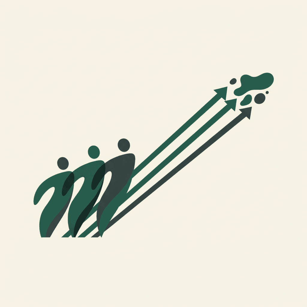 Abstract illustration of clinic staffing cost percentages by specialty in green tones