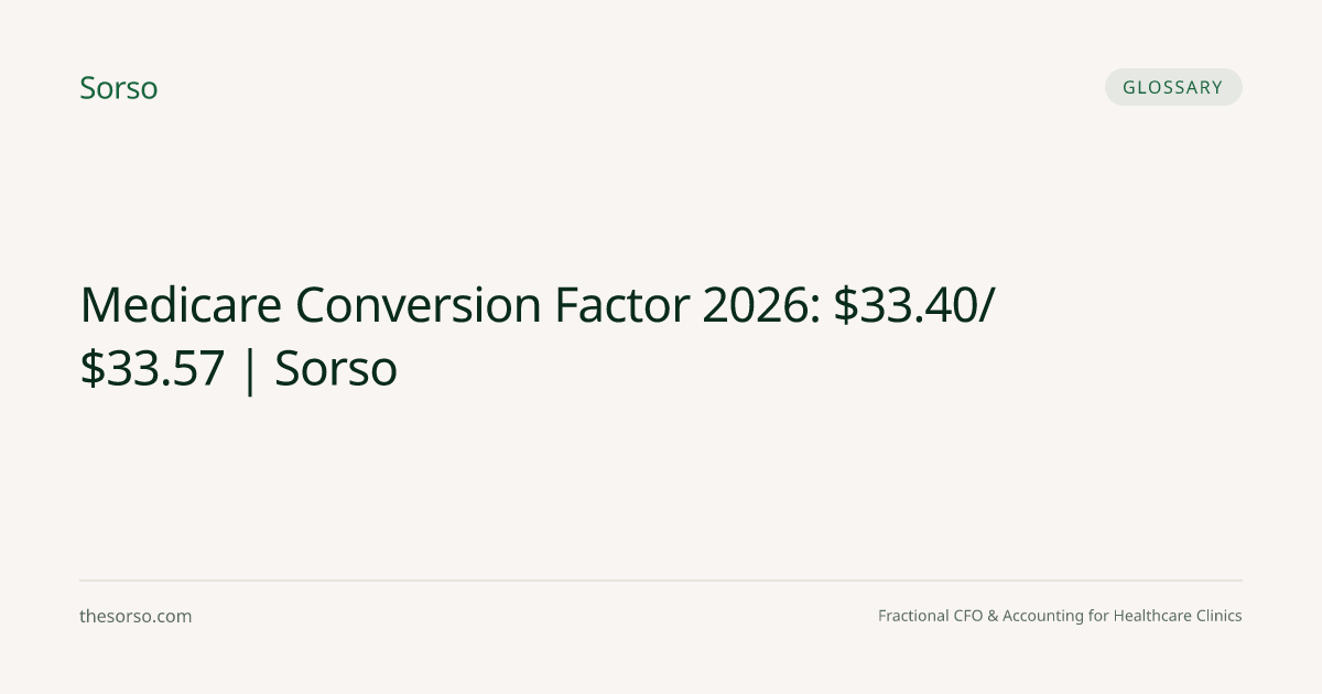 Medicare Conversion Factor 2026: $33.40/$33.57 | Sorso